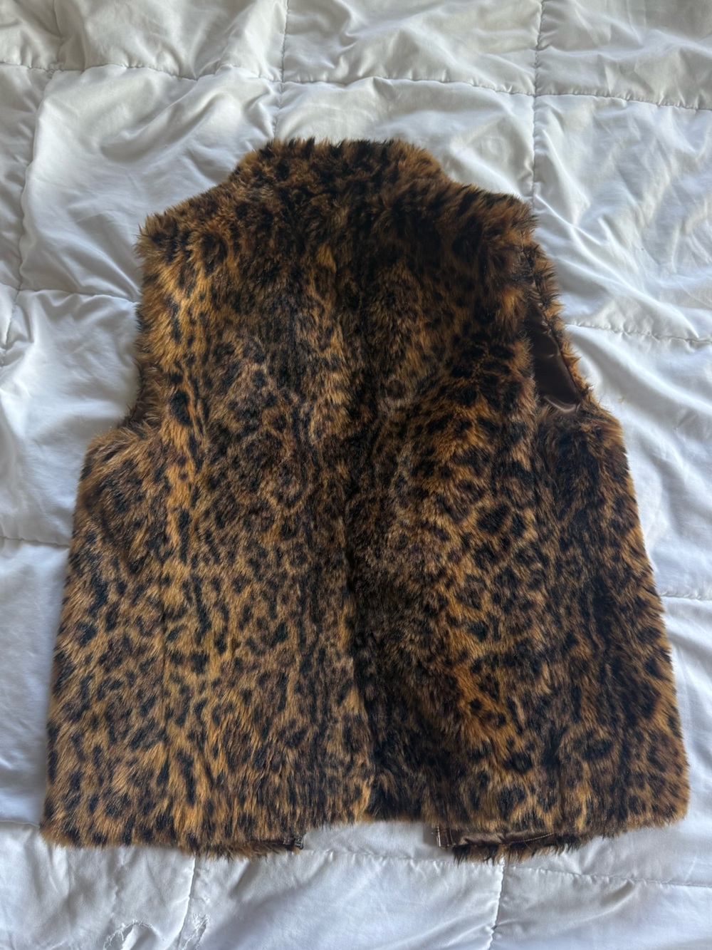 J. Crew Leopard-Print Faux Fur Vest in Brown and Black - Picture 2 of 3